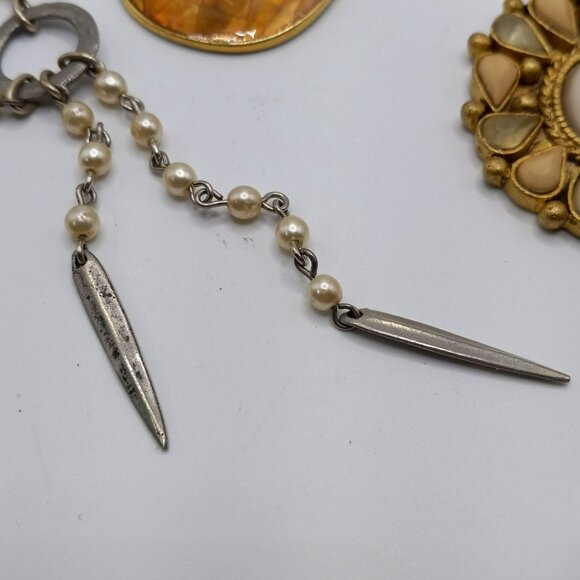 Lot of Earth Tones Boho Necklaces Beaded Pendants Crystal Wood Julio Unmarked - Picture 4 of 11